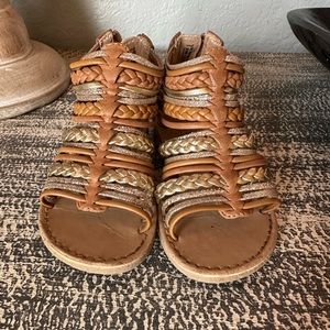 Toddler brown and gold Seychelles strappy sandals